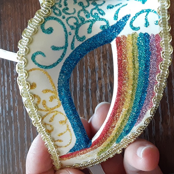 Rainbow Masquerade Mask with Ribbon Ties - Picture 4 of 5